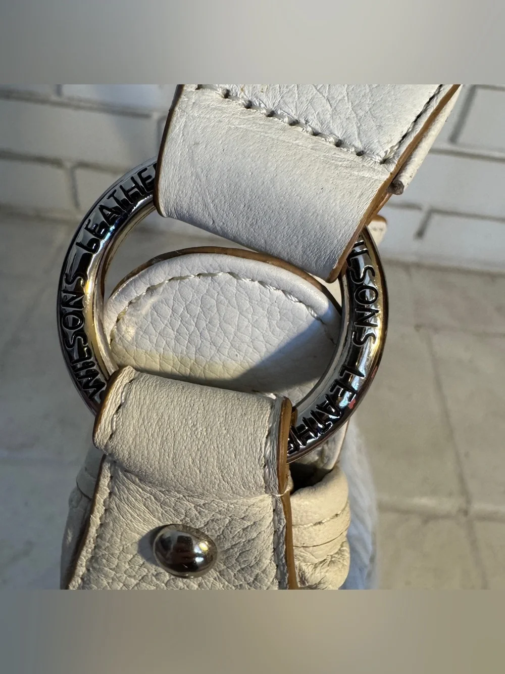Wilsons Leather White Ruched Leather Hobo Shoulder Bag | Y2K Boho